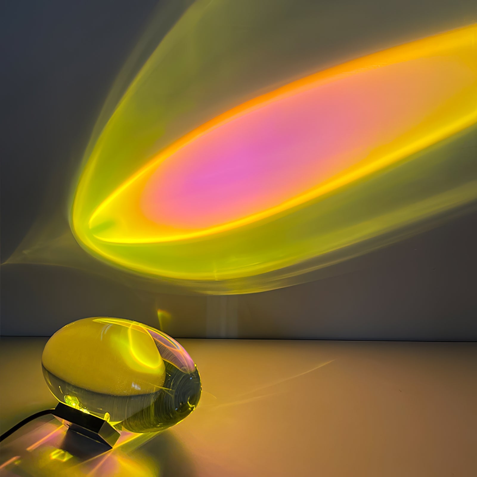 Bordlampe, Atman krystalklar glas oval, kromfod, integreret LED