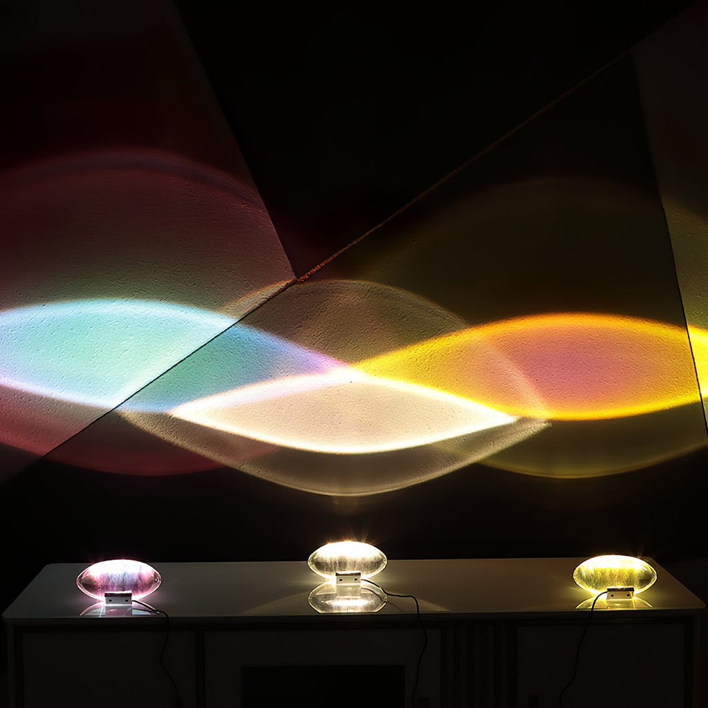 Bordlampe, Atman krystalklar glas oval, kromfod, integreret LED