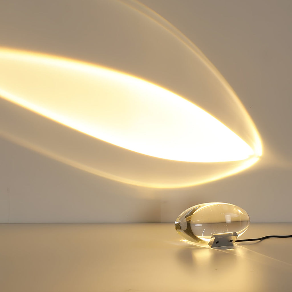 Bordlampe, Atman krystalklar glas oval, kromfod, integreret LED