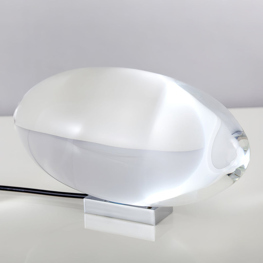 Bordlampe, Atman krystalklar glas oval, kromfod, integreret LED