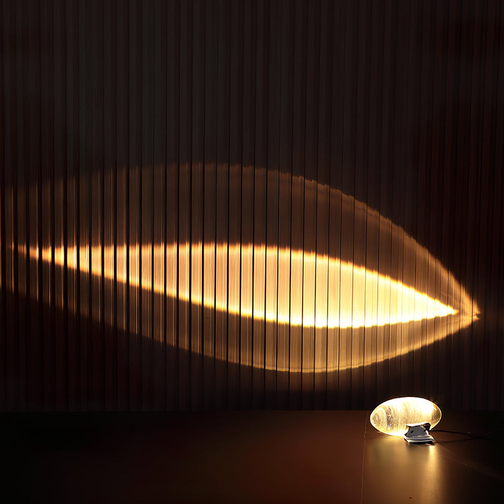 Bordlampe, Atman krystalklar glas oval, kromfod, integreret LED