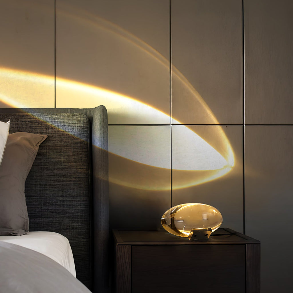 Bordlampe, Atman krystalklar glas oval, kromfod, integreret LED