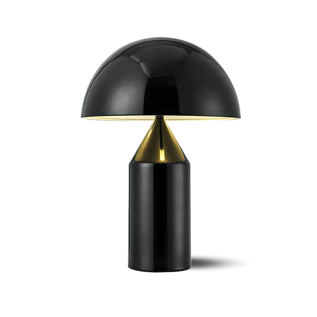 Sculptural metal table lamp in a bright white finish