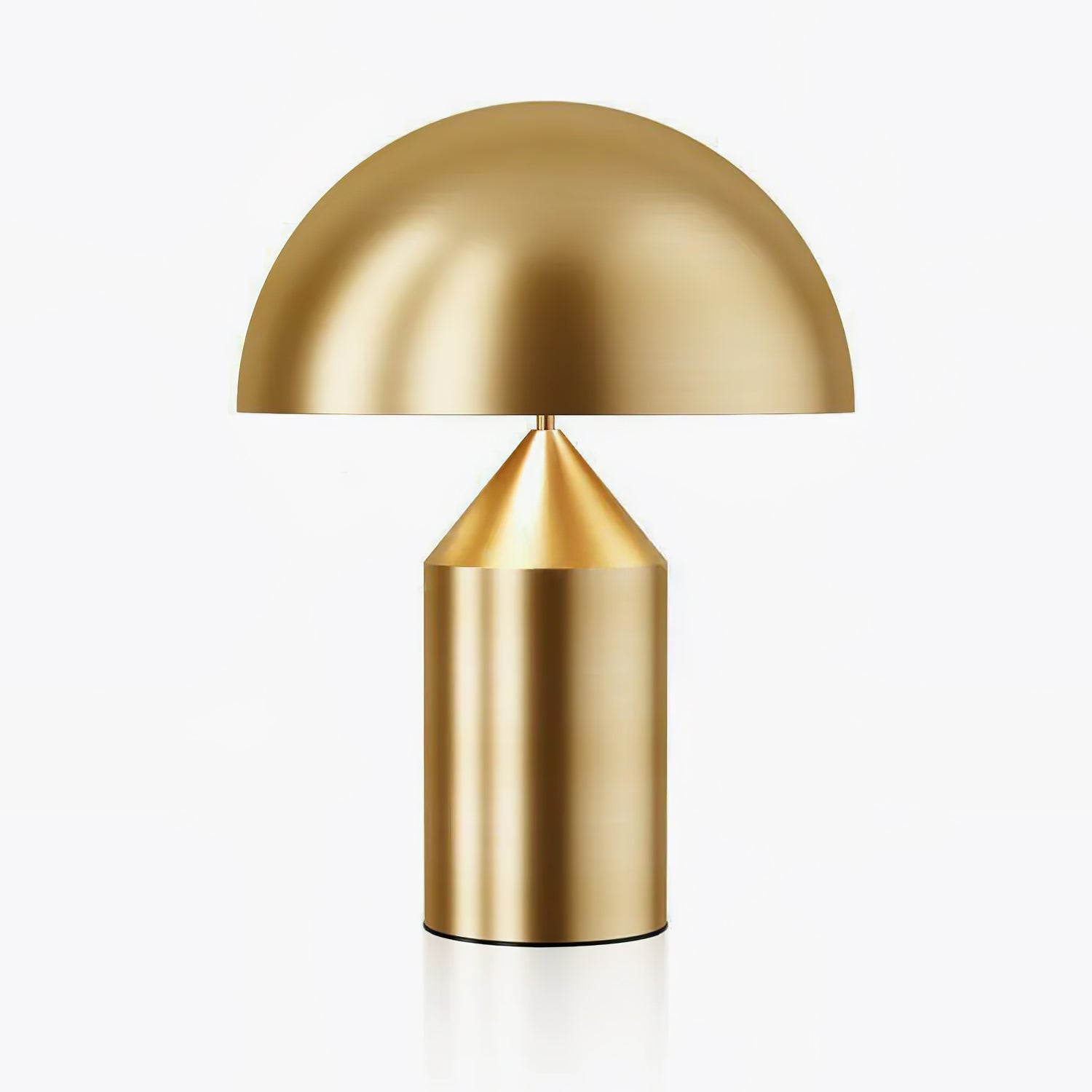 Sculptural metal table lamp in a warm copper finish