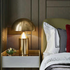 Sculptural metal table lamp with stacked geometric silhouette