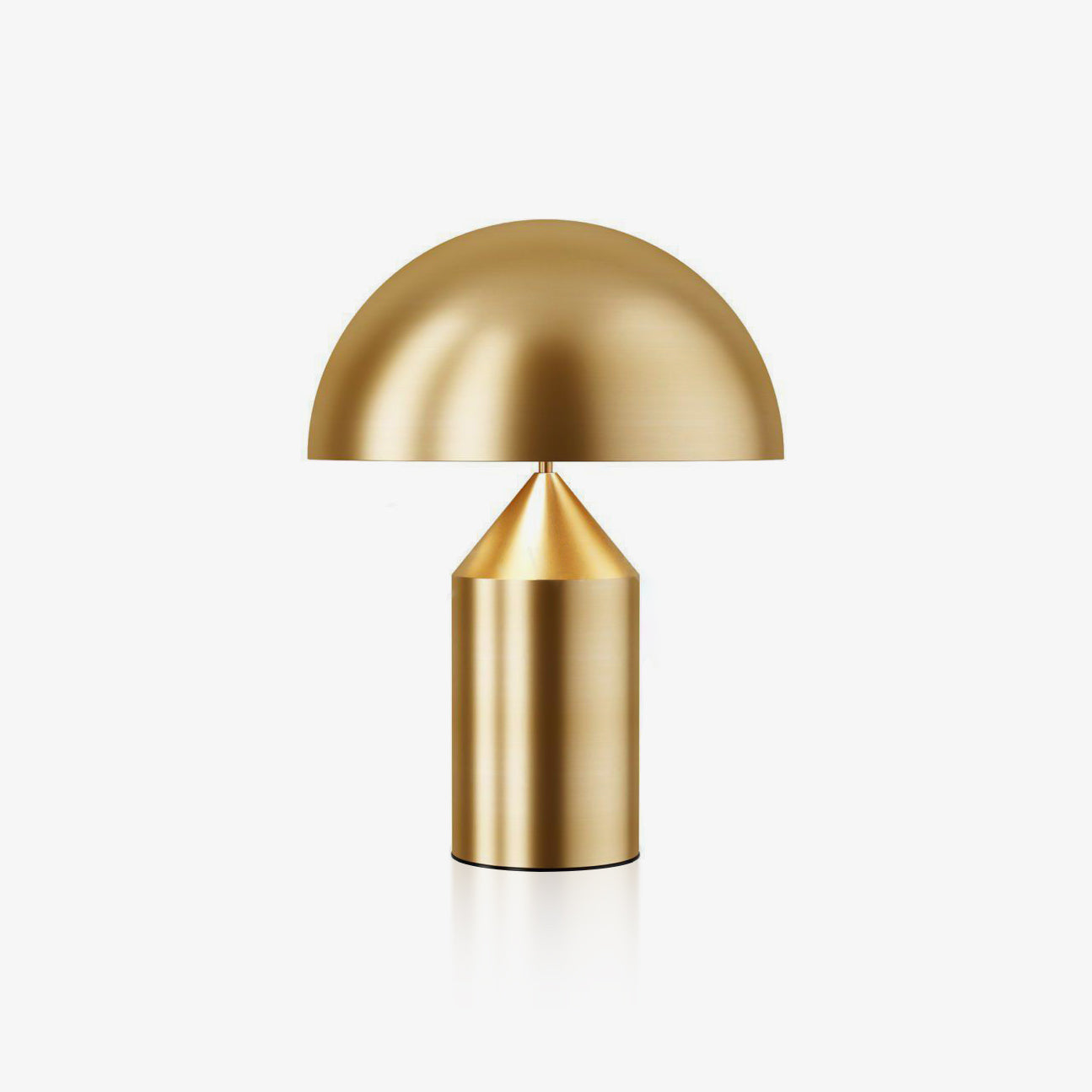 Sculptural metal table lamp with geometric form close up