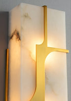 Angled close-up showing the thickness of the alabaster block and its veining lit from within