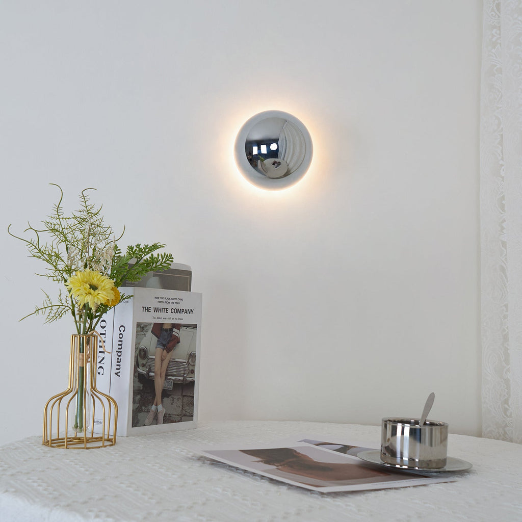 Aurum Sphere Væglampe, Spejlpoleret Metal, Integreret LED