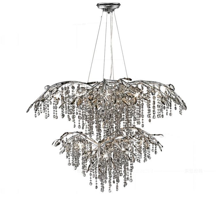 The two-tier silver version, both layers strung with clear bead curtains.