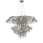 The two-tier silver version, both layers strung with clear bead curtains.