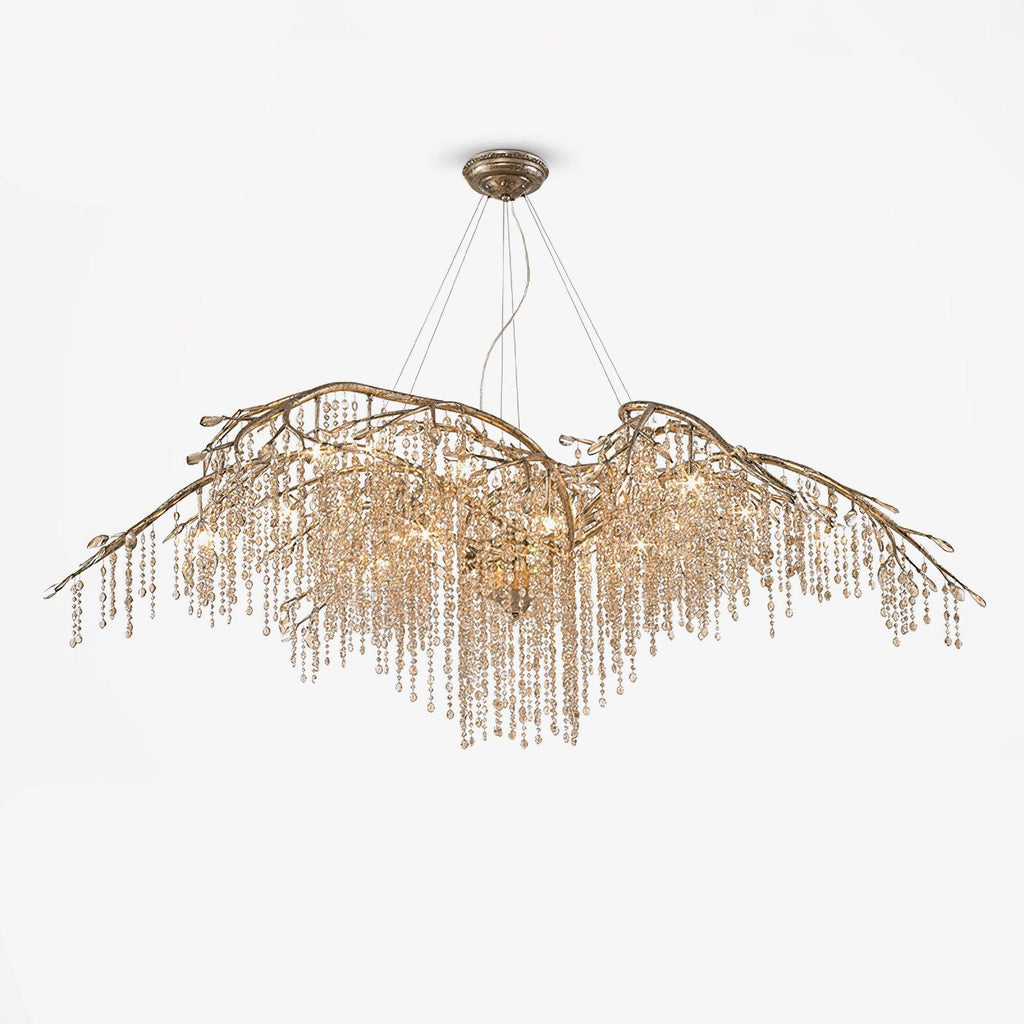 The largest gold version on white, its long branches spanning the width of the frame.