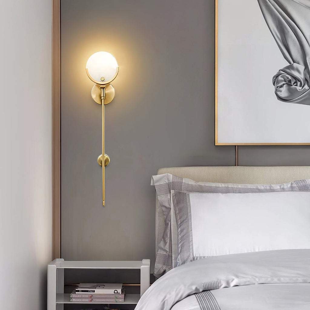 Kristy Alabaster Wall Sconce, Brass Frame, Two Heights, E14