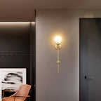 Kristy Alabaster Wall Sconce, Brass Frame, Two Heights, E14