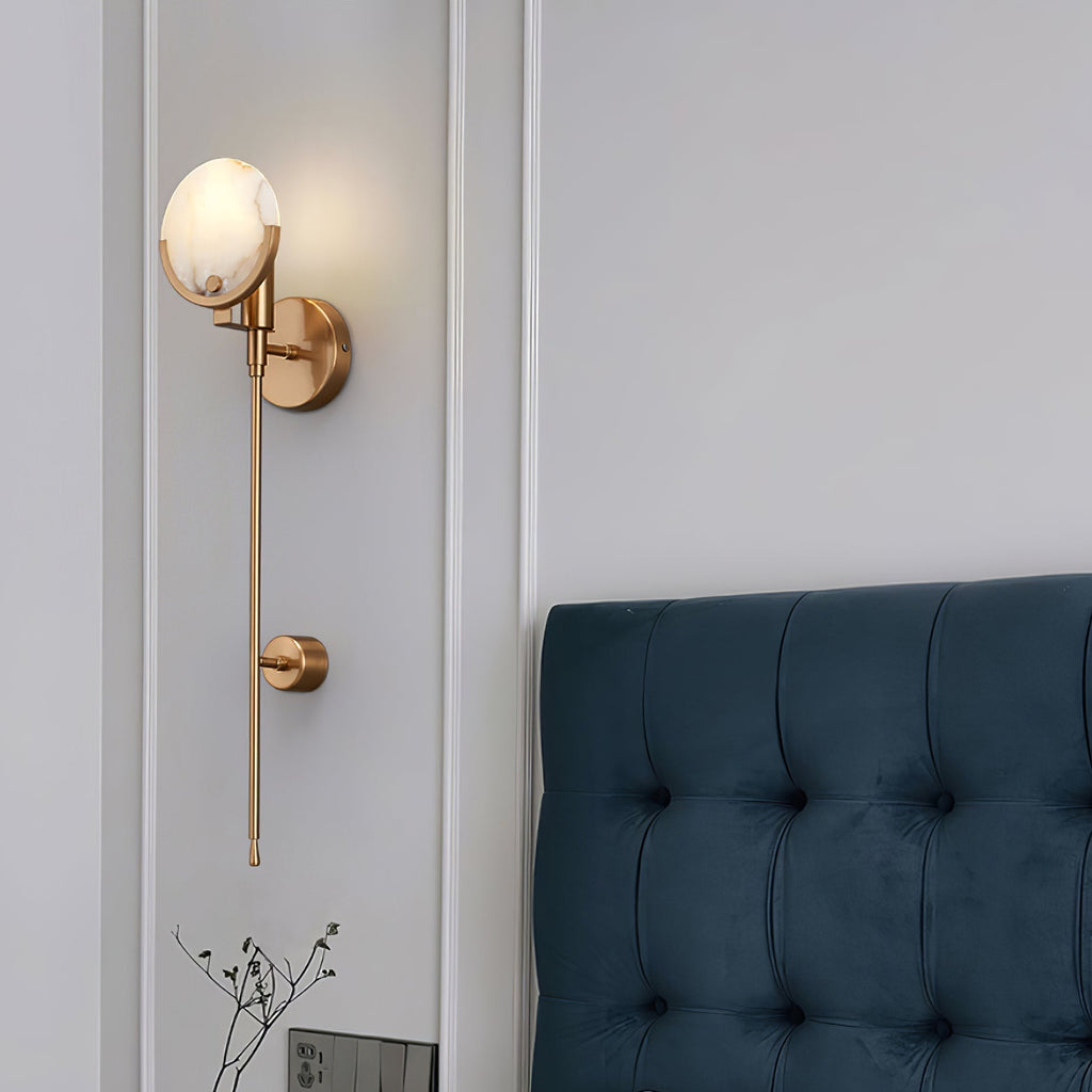 Kristy Alabaster Wall Sconce, Brass Frame, Two Heights, E14