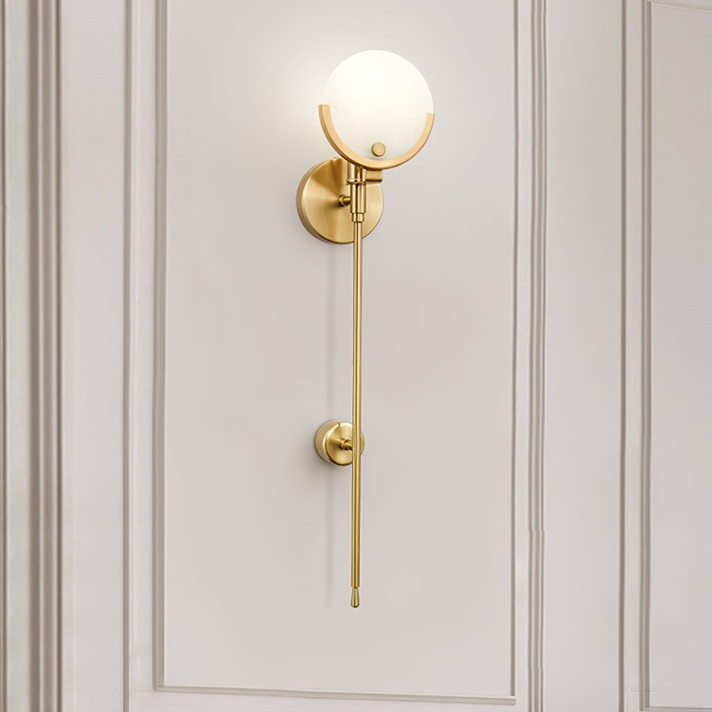 Kristy Alabaster Wall Sconce, Brass Frame, Two Heights, E14