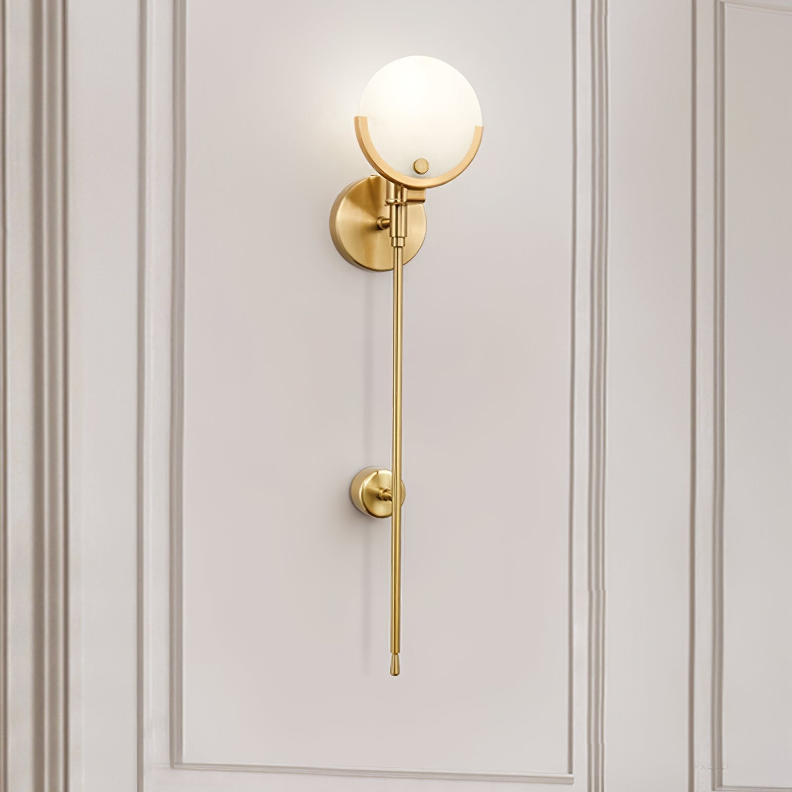 Kristy Alabaster Wall Sconce, Brass Frame, Two Heights, E14