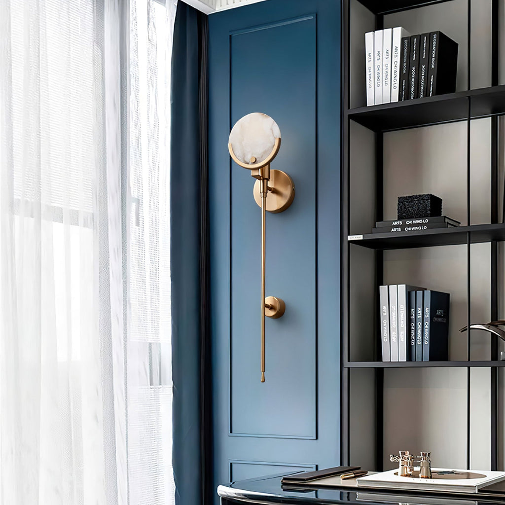 Kristy Alabaster Wall Sconce, Brass Frame, Two Heights, E14