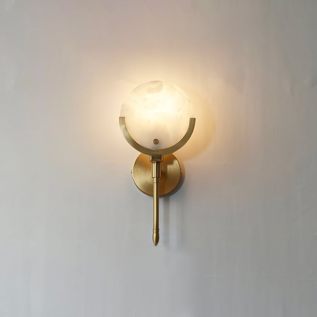Kristy Alabaster Wall Sconce, Brass Frame, Two Heights, E14