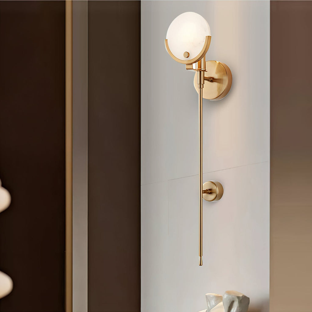 Kristy Alabaster Wall Sconce, Brass Frame, Two Heights, E14