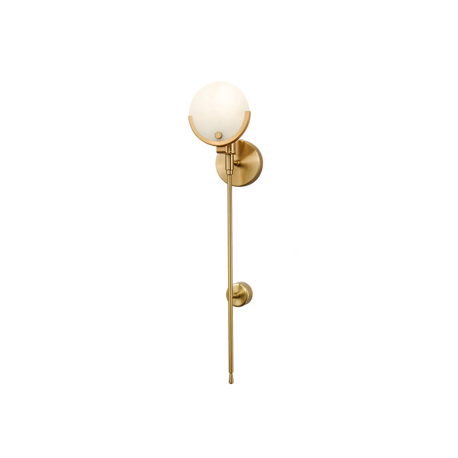 Clérachic full-length view of the tall alabaster sconce on a plain white background, shown small to give its proportions.