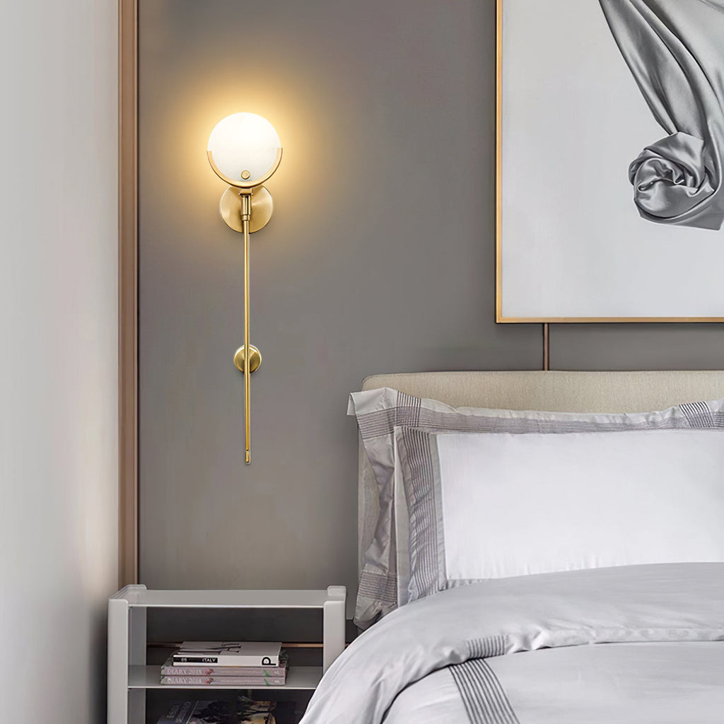 Kristy Alabaster Wall Sconce, Brass Frame, Two Heights, E14