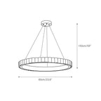 Dimension drawing of the alabaster chandelier at 60 cm / 23.6 in wide with a 150 cm / 59 in drop.