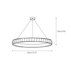 Dimension drawing of the alabaster chandelier at 80 cm / 31.5 in wide with a 150 cm / 59 in drop.