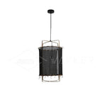 Bamboo pendant light with woven texture and warm glow