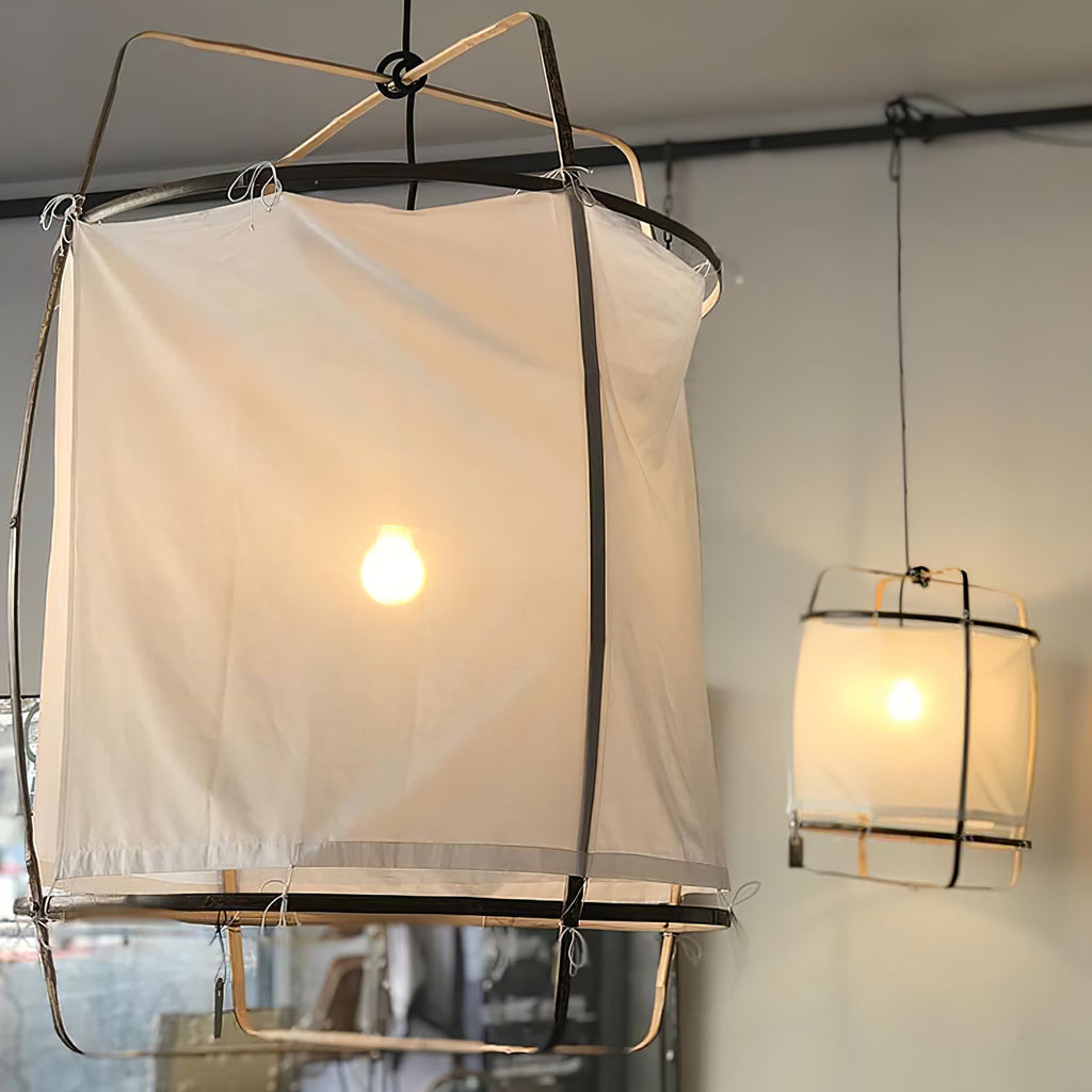 Natural bamboo pendant light with soft diffused glow