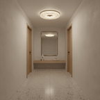 Slim flush mount ceiling light shown from a low angle