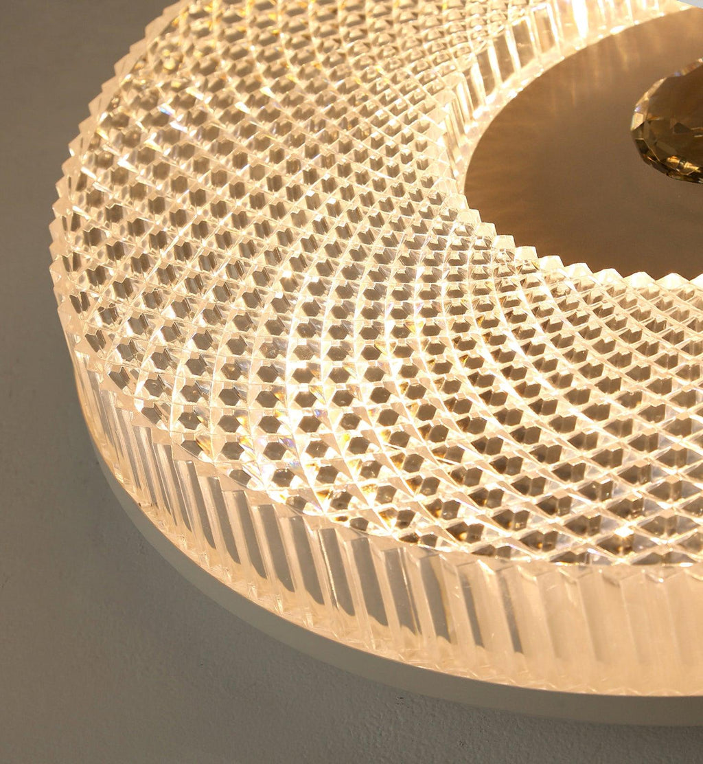 Flush mount LED ceiling light shown against a white ceiling