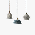 Ceramic Dome Pendant Light, Metal Frame, White or Blue, Kitchen Island Ready