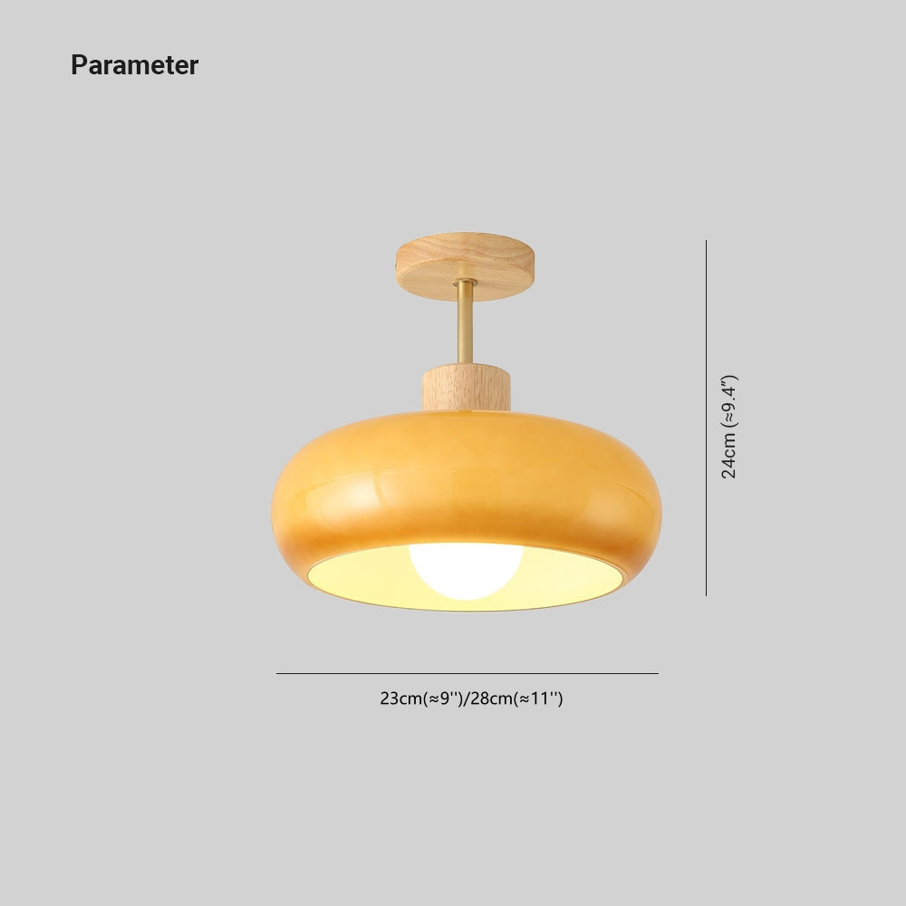Dimension drawing for the Clérachic dome ceiling light: 23cm (≈9″) or 28cm (≈11″) wide, 24cm (≈9.4″) drop from the ceiling.