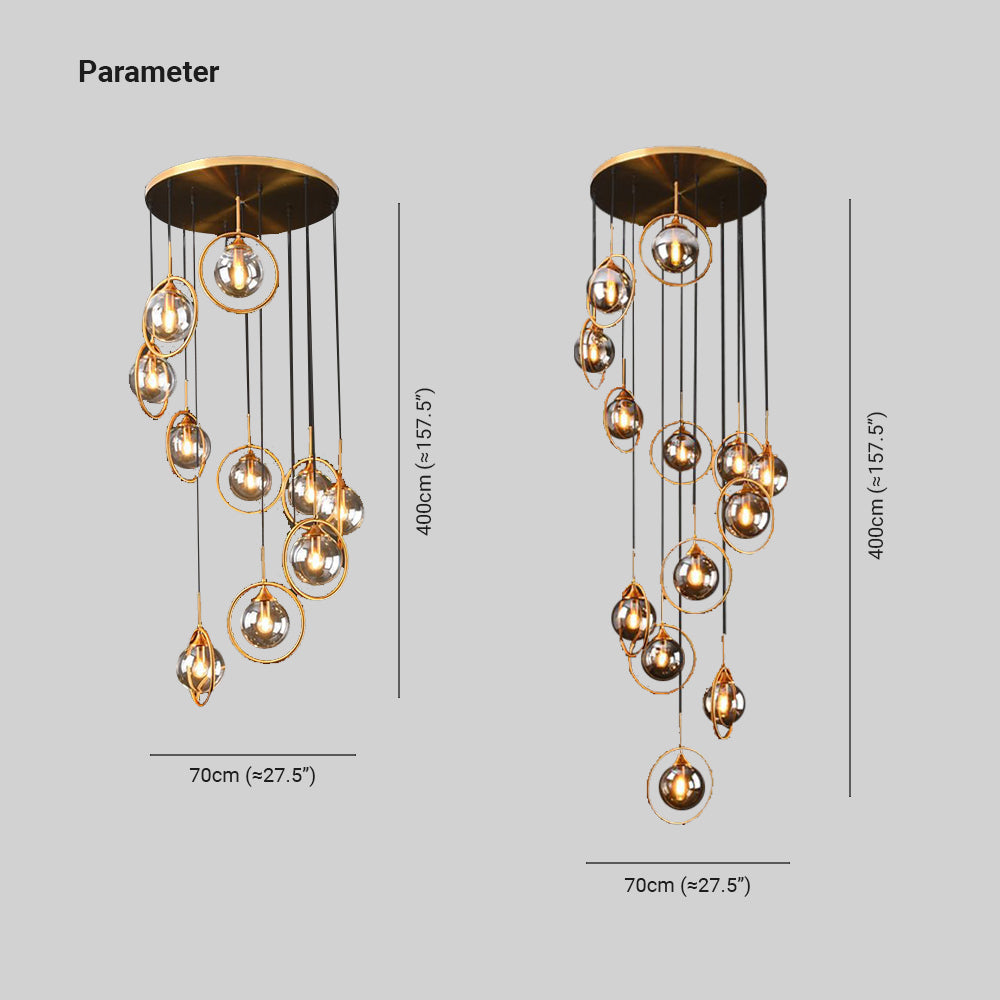 Clérachic Glass Spiral Chandelier for Stairwell — gallery 16, BT1115 2.