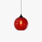 Lampu Gantung Globe Kaca, Rangka Logam Bulat, 5 Pilihan Warna Kaca