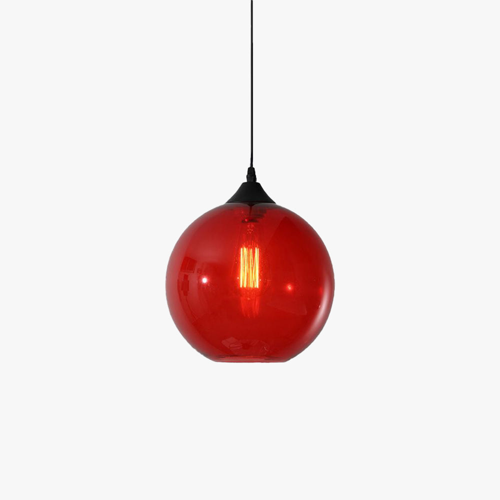 Glas-Kugelleuchte, runder Metallrahmen, 5 Glasfarben zur Auswahl