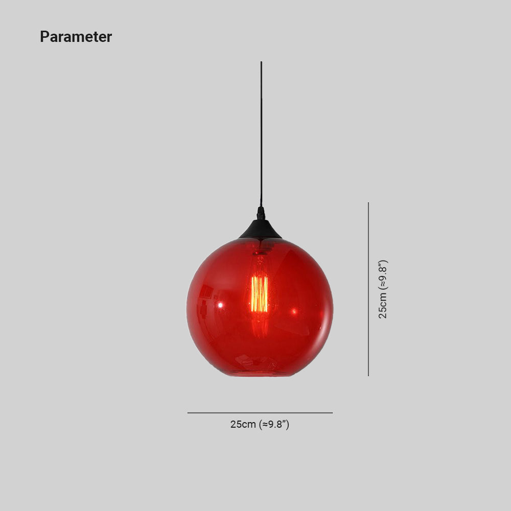 Glas-Kugelleuchte, runder Metallrahmen, 5 Glasfarben zur Auswahl