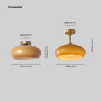 Dimension drawing for the Clérachic Puffed Oval Ceiling Light: 28cm (11″) shade, 10cm (3.9″) canopy, 17cm (6.7″) flush or 32cm (12.6″) drop.