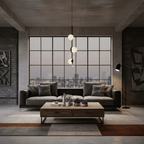 Black Baer pendant light cluster with glowing white globes