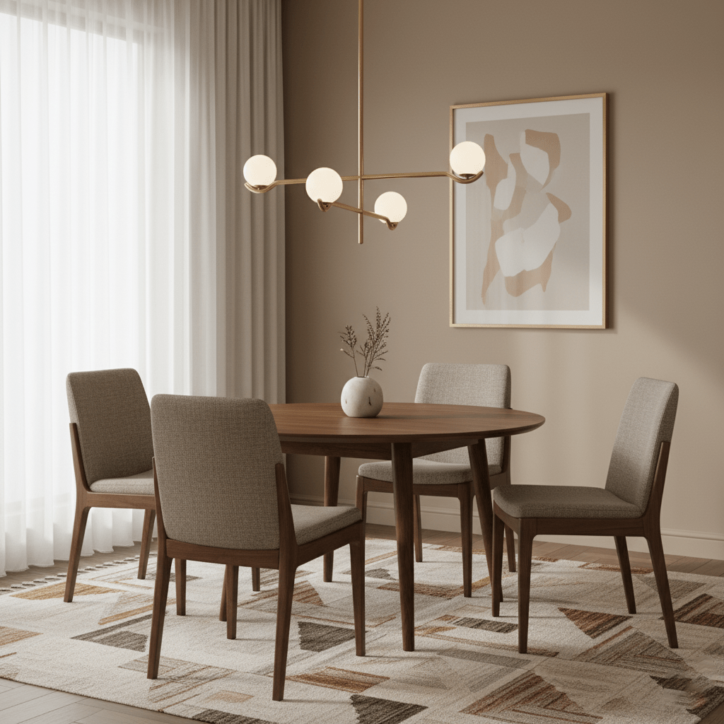 Black Baer pendant light shades arranged in a wide spread
