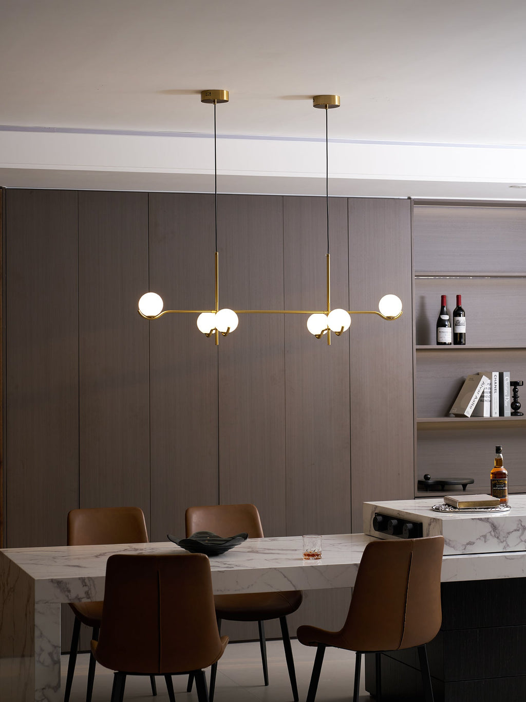 Baer pendellampe, hvide glasskærme, G9 LED, sort eller guld