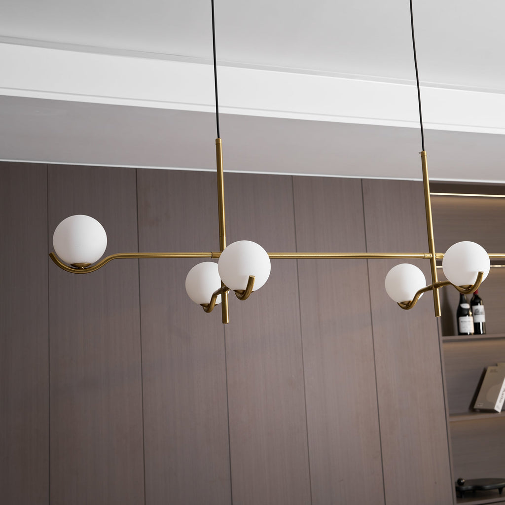 Baer pendellampe, hvide glasskærme, G9 LED, sort eller guld