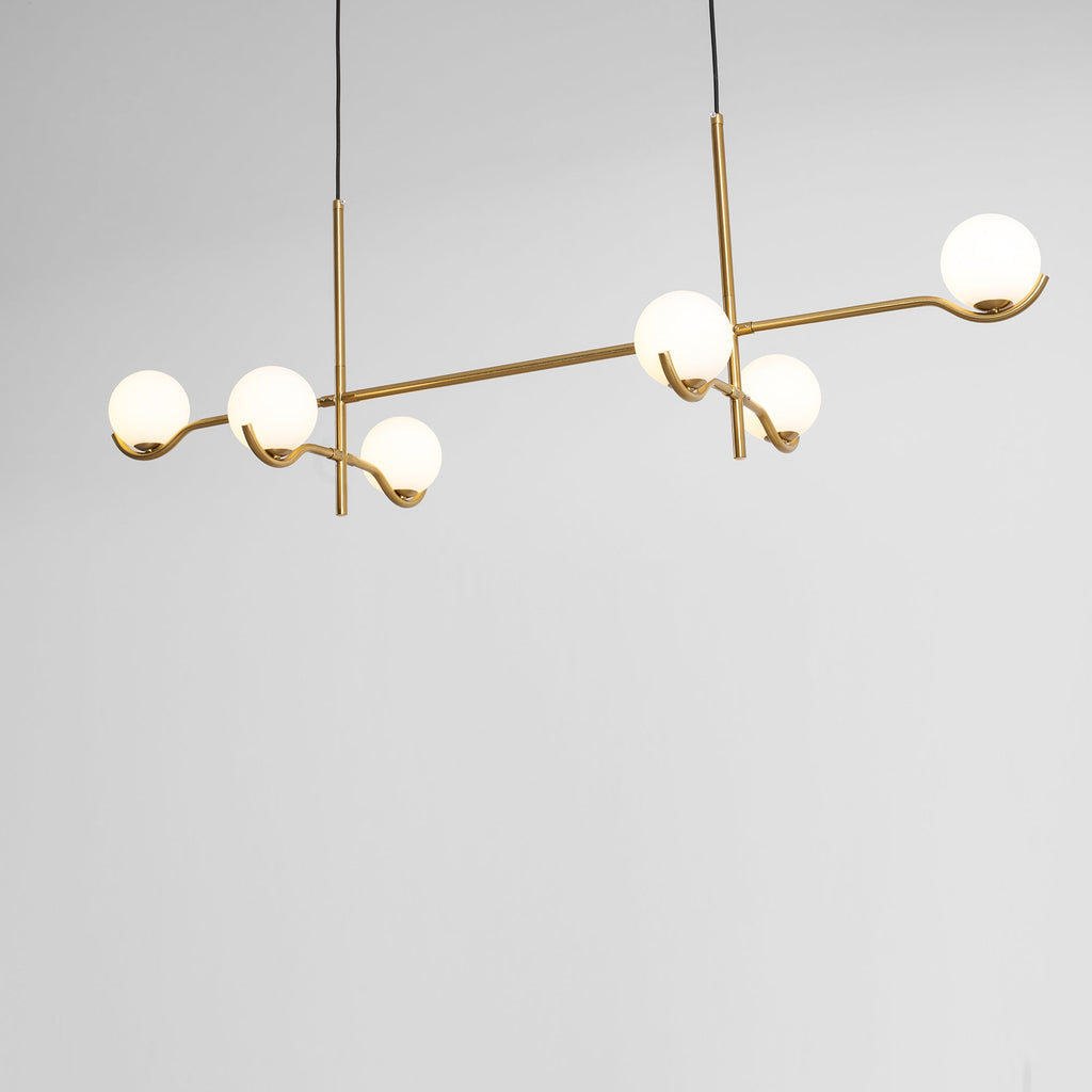 Baer pendellampe, hvide glasskærme, G9 LED, sort eller guld
