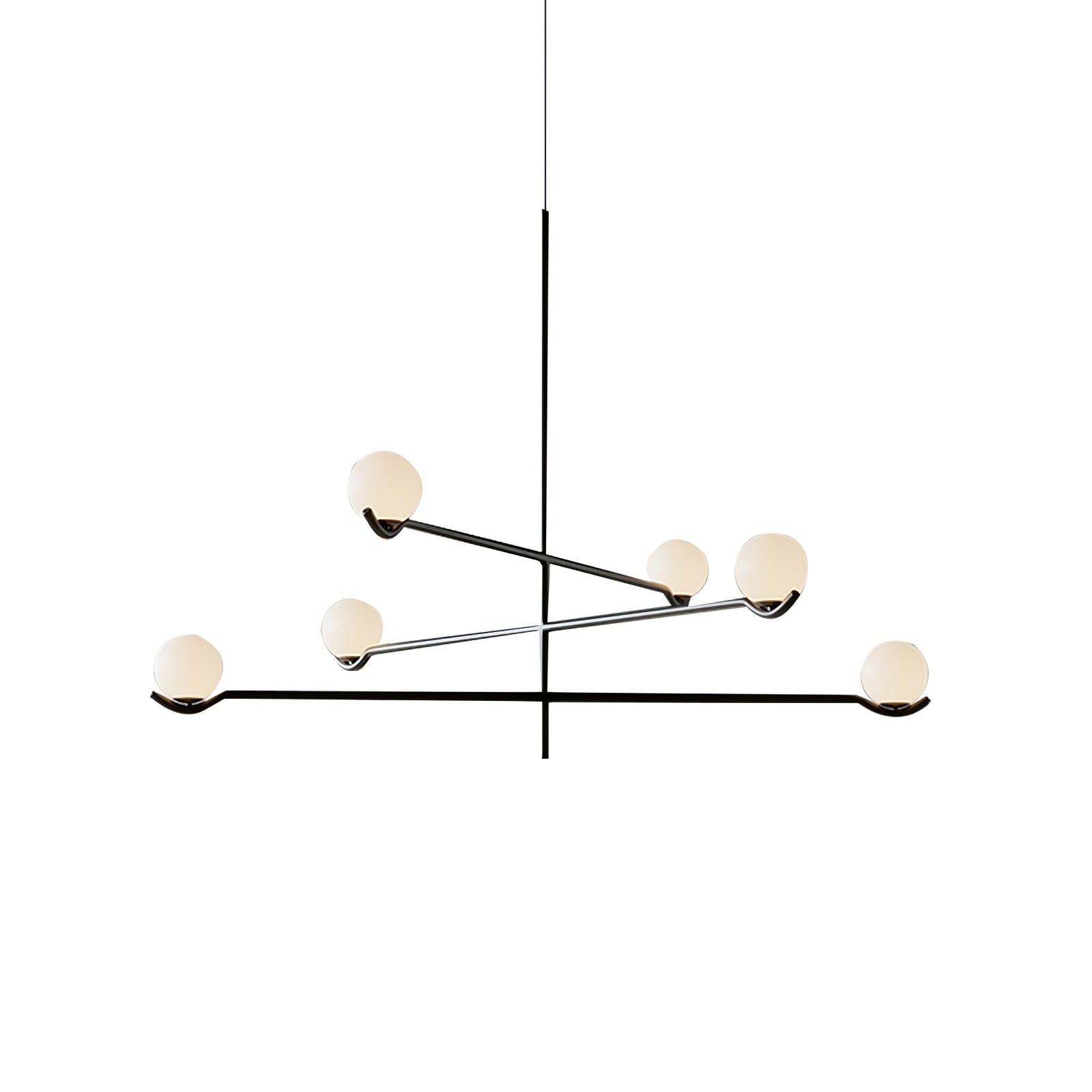 Baer pendellampe, hvide glasskærme, G9 LED, sort eller guld