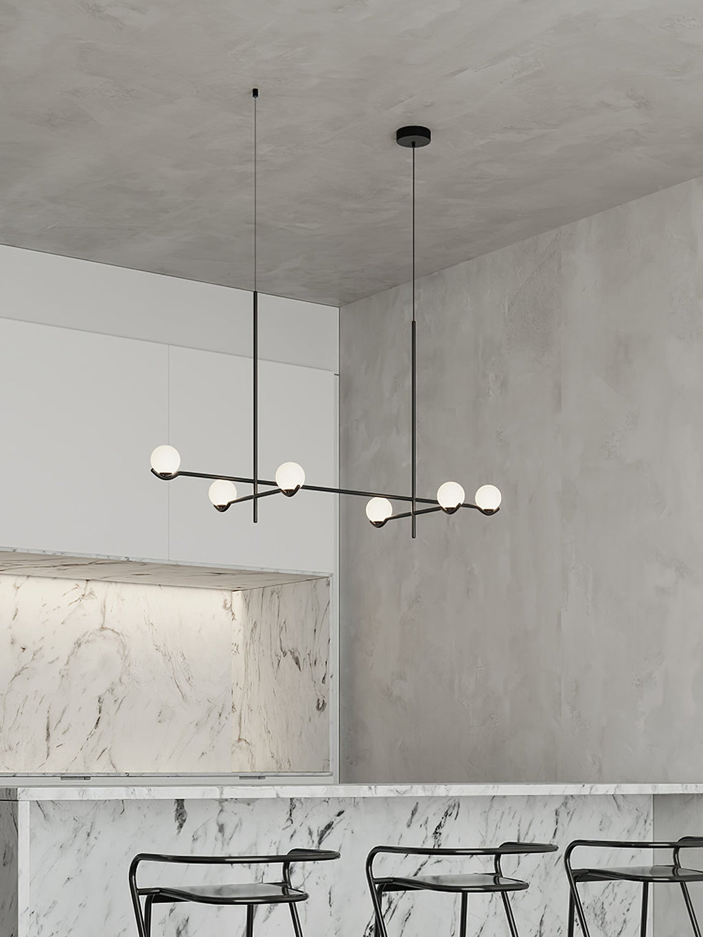 Gold finish Baer pendant light detail with white glass shade