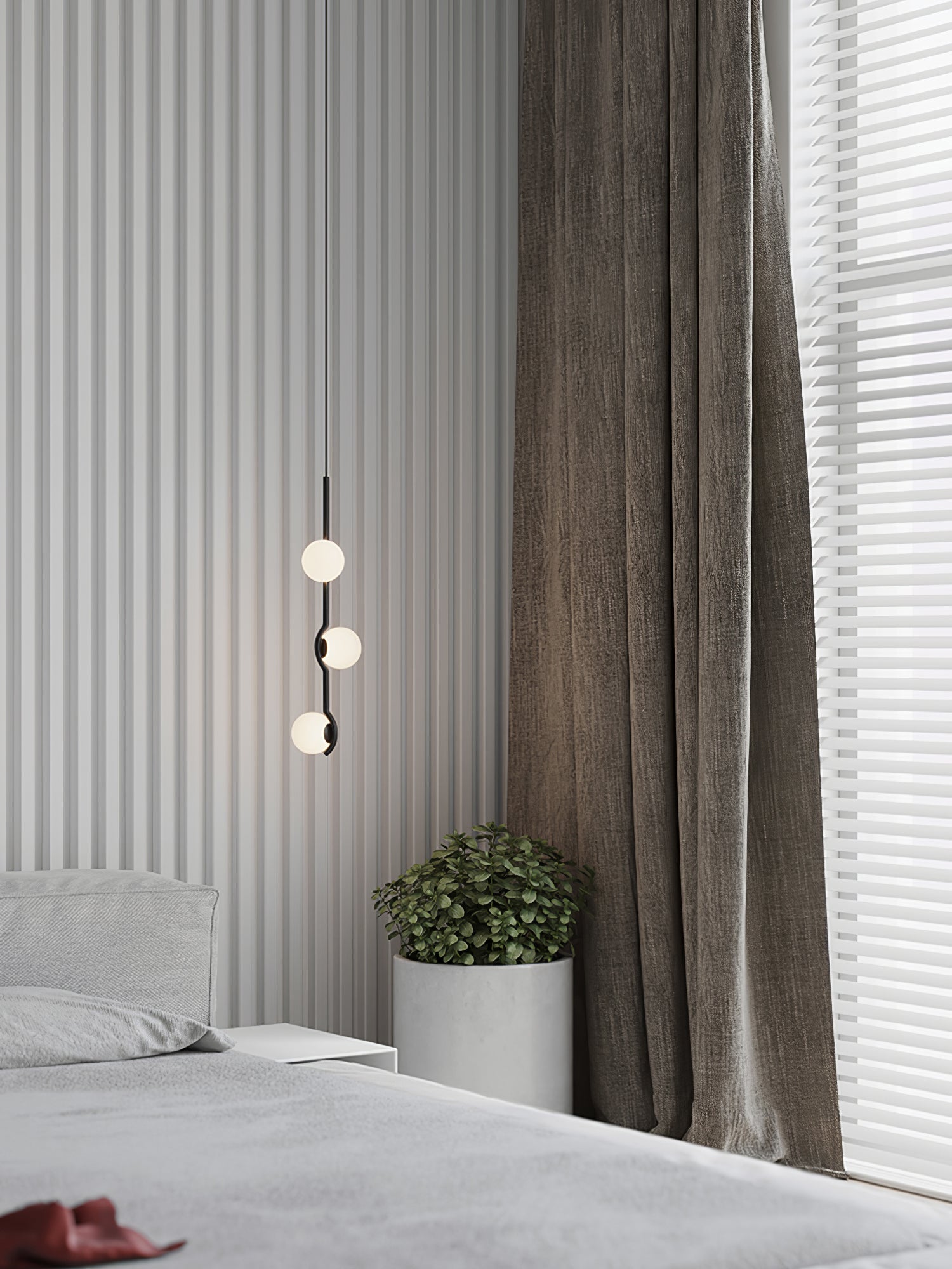 Baer pendellampe, hvide glasskærme, G9 LED, sort eller guld