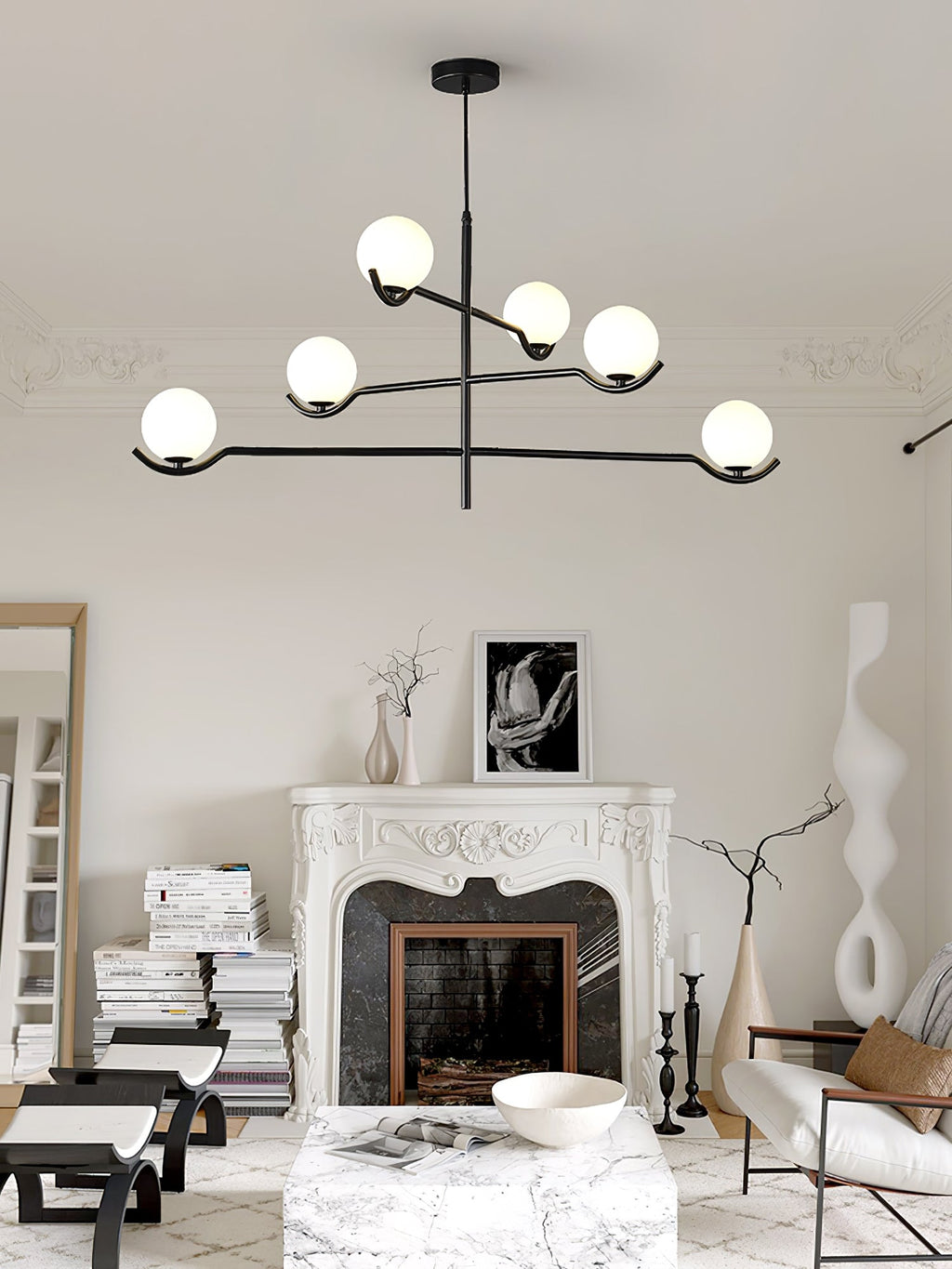 Baer pendellampe, hvide glasskærme, G9 LED, sort eller guld