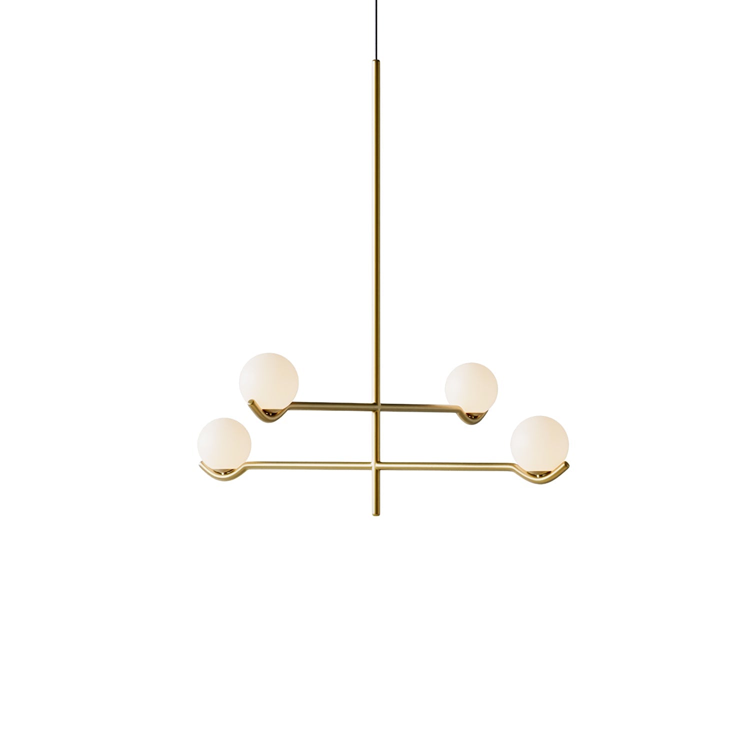 Baer pendellampe, hvide glasskærme, G9 LED, sort eller guld