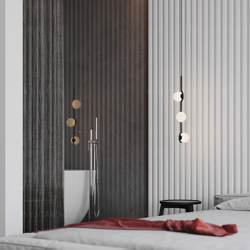 Baer pendellampe, hvide glasskærme, G9 LED, sort eller guld