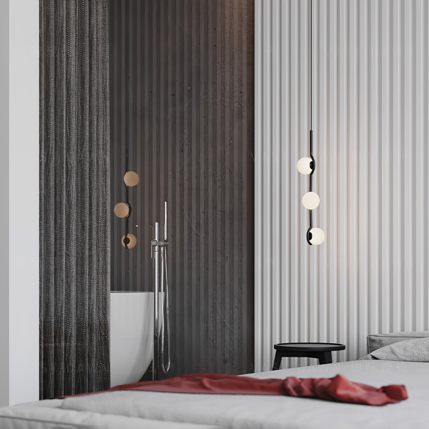 Baer pendellampe, hvide glasskærme, G9 LED, sort eller guld